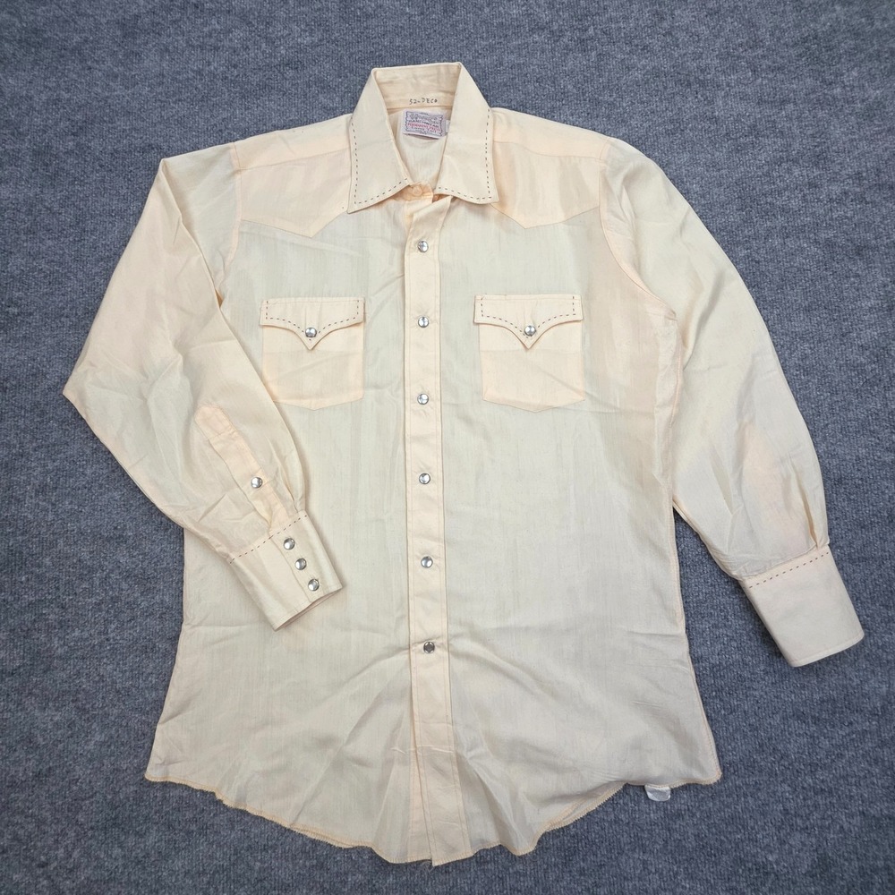 Vintage H Bar C California Ranchwear Western Pearl Snap  15.5/33 Made In USA